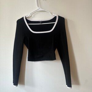 Long Sleeve Spandex like Black Crop Top, Small